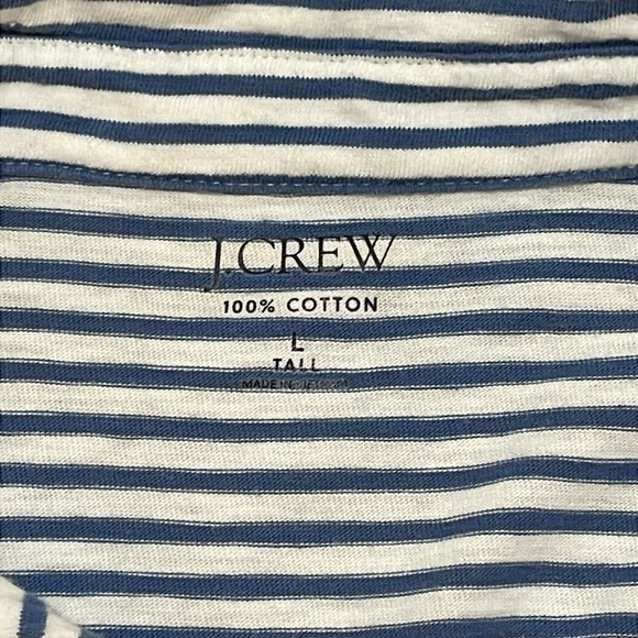 J Crew 100% cotton blue striped polo size large tall - Picture 3 of 5